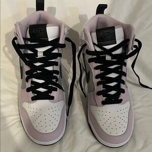 Nike Women's Dunk High-Top Lavender Grey and Black Custom Sneakers never worn!